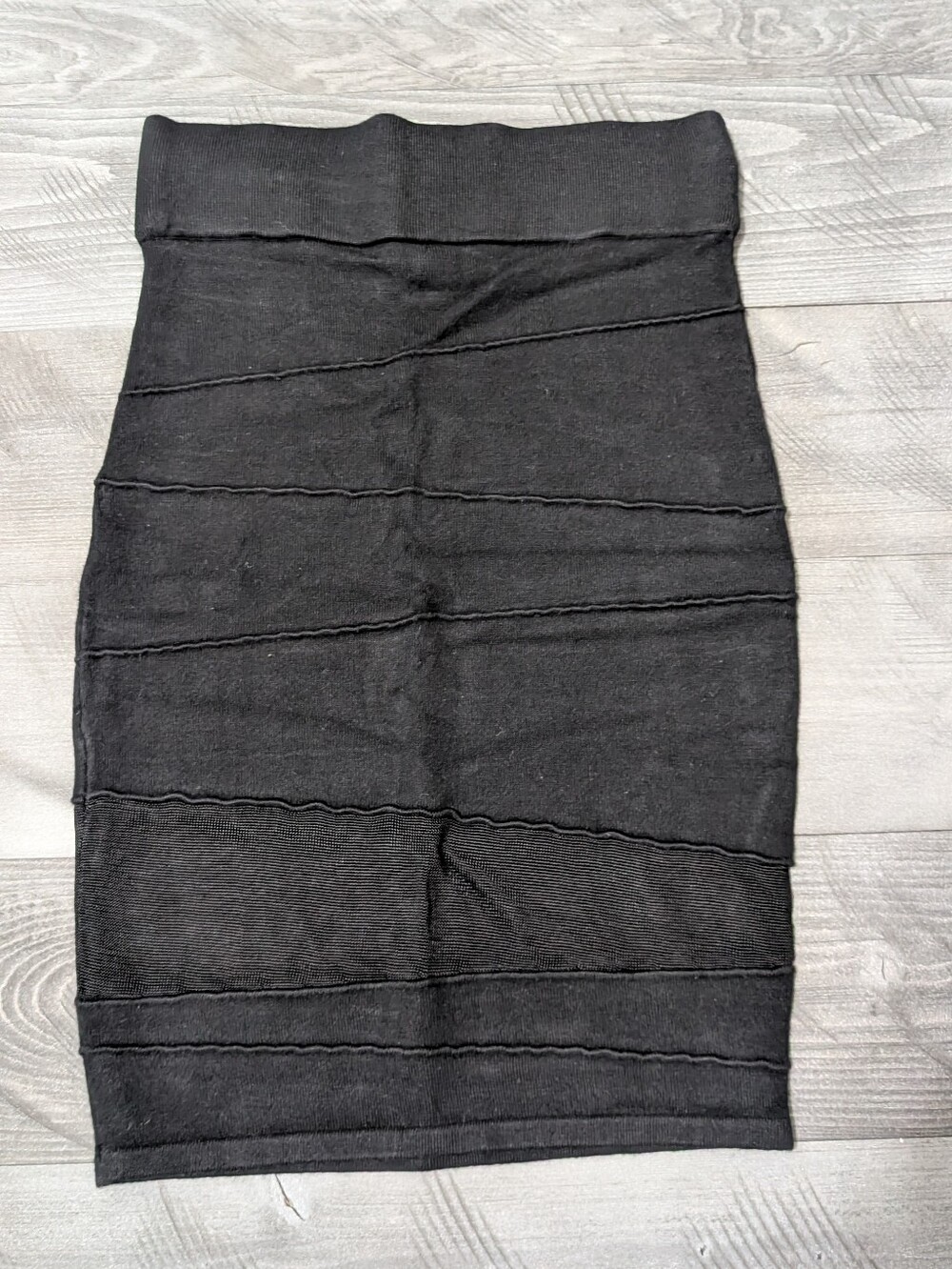 Arden B Black Ribbed Pencil Skirt